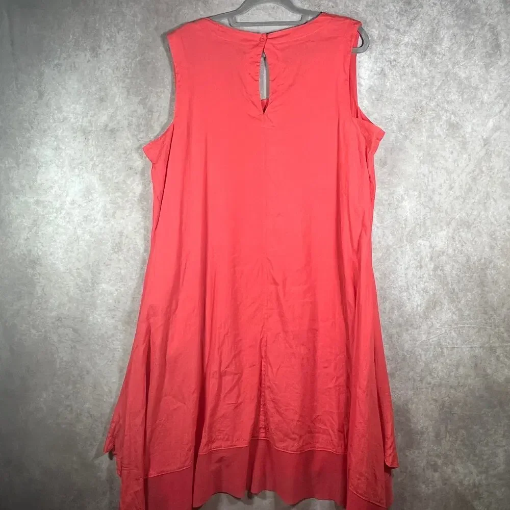 For Cynthia Swing‎ Dress Womens 1X Pink Linen Blend Sleeveless Vacation Beach